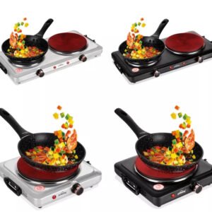 Homelux Kochplatte 1000 / 1500 / 2000 / 2500W Herdplatte, Einzeln Regelbare 5 Heizstufen, Edelstahl Kochfeld für Küche, Büro oder Camping