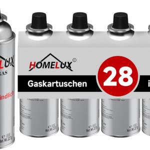 HOMELUX Gaskartuschen 227g, Butan mit Bajonett Ventil, für Campingkocher, Gaskocher, Gasheizung, Gasbrenner, Lötbrenner