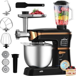 HOMELUX 3-in-1 Küchenmaschine  6L / 5L Fleischwolf, Knetmaschine, 6-stufiger Mixer, 1.5L Saftpresse, Edelstahlschüssel
