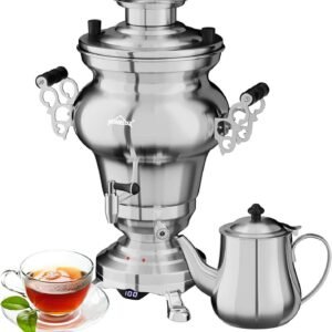 5L +1.6L / 2.5L +1.2L Elektrischer Samoware Edelstahl Teekocher mit 1850W, Warmhaltefunktion & Ablasshahn