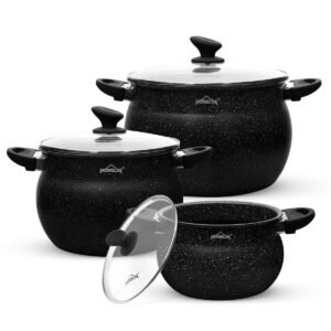 Homelux Aluminium-Suppentopf Set – Ø 22 cm / 6 L, Ø 26 cm / 10 L, Ø 30 cm / 15 L – induktionsgeeignet