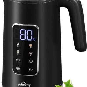 HOMELUX Digitaler Wasserkocher 1,7L mit Temperatureinstellung 40-100°C, 2200W, 100% Edelstahl Innen, Cool-Touch & Warmhaltefunktion