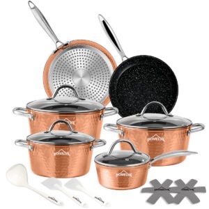 15-teilig, Induktions Töpfe Set，Töpfe mit Glasdeckel,