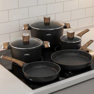 HOMELUX Topf-Set 8-teiliges Induktions-Topfset aus Aluminiumguss mit Deckeln