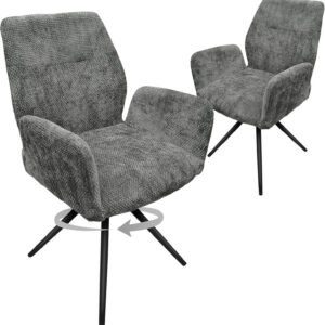 HOMELUX Drehstühle 2er-Set Polsterstühle mit Metallbeinen & Rückenlehne, bis 110 kg. Für Esszimmer/Küche