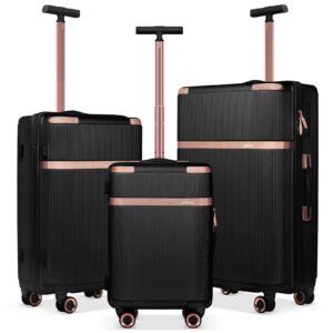 3-teiliges Reisekoffer-Set aus ABS-Hartschale: Leichter Rollkoffer-Trolley in M-L-XL