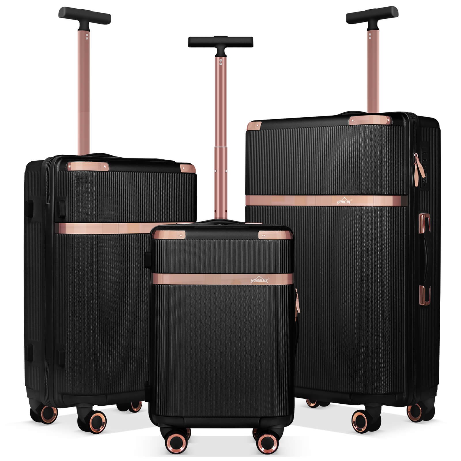 3-teiliges Reisekoffer-Set aus ABS-Hartschale: Leichter Rollkoffer-Trolley in M-L-XL