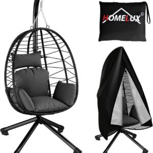 HOMELUX Hängematte mit Gestell, Abdeckung, Hängesessel, Hängeschaukel, Schaukel Outdoor&Indoor, Max. 130 kg (Hängesessel mit Abdeckung)