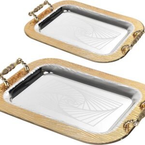 HOMELUX Serviertablett-Set 2 dekorative Tabletts mit Griffen 2 Stück Tabletts ideal für Küche Wohnzimmer Bad oder Bankette