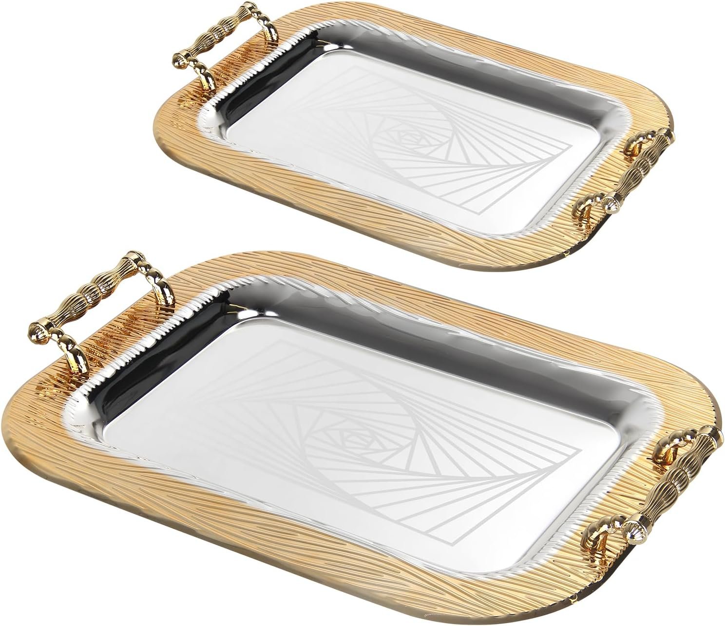 HOMELUX Serviertablett-Set 2 dekorative Tabletts mit Griffen 2 Stück Tabletts ideal für Küche Wohnzimmer Bad oder Bankette