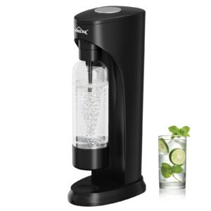 HOMELUX Wassersprudler Set inkl. BPA-freier PET-Flasche, kabelloser Trinkwassersprudler für 60L CO2-Zylinder, Schwarz
