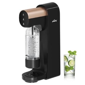 HOMELUX Elektrischer Wassersprudler, Touch-Bedienung, 3 Sprudelstärken, inkl. BPA-freier PET-Flasche, Schwarz
