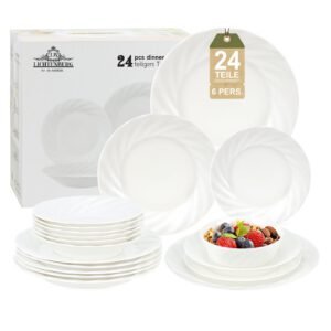 24-teiliges Keramik-Tafelservice für 6 Personen – elegantes, stapelbares Geschirrset