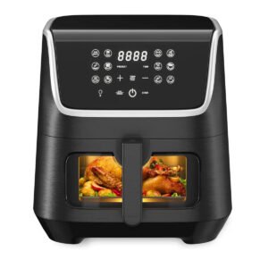 Scheffler Heißluftfritteuse XXL 5.5L Sicherheitsschutz Airfryer mit Sichtfenster, 1800W, 12 Programmen LED-Touchscreen BPA-frei