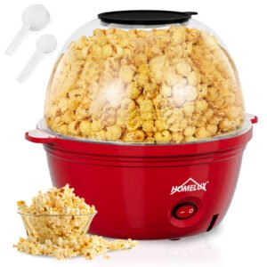 HOMELUX Popcornmaschine 450W, schnelles & fettfreies Popcorn in 3 Min, Antihaft, leicht zu reinigen, ideal für Zuhause