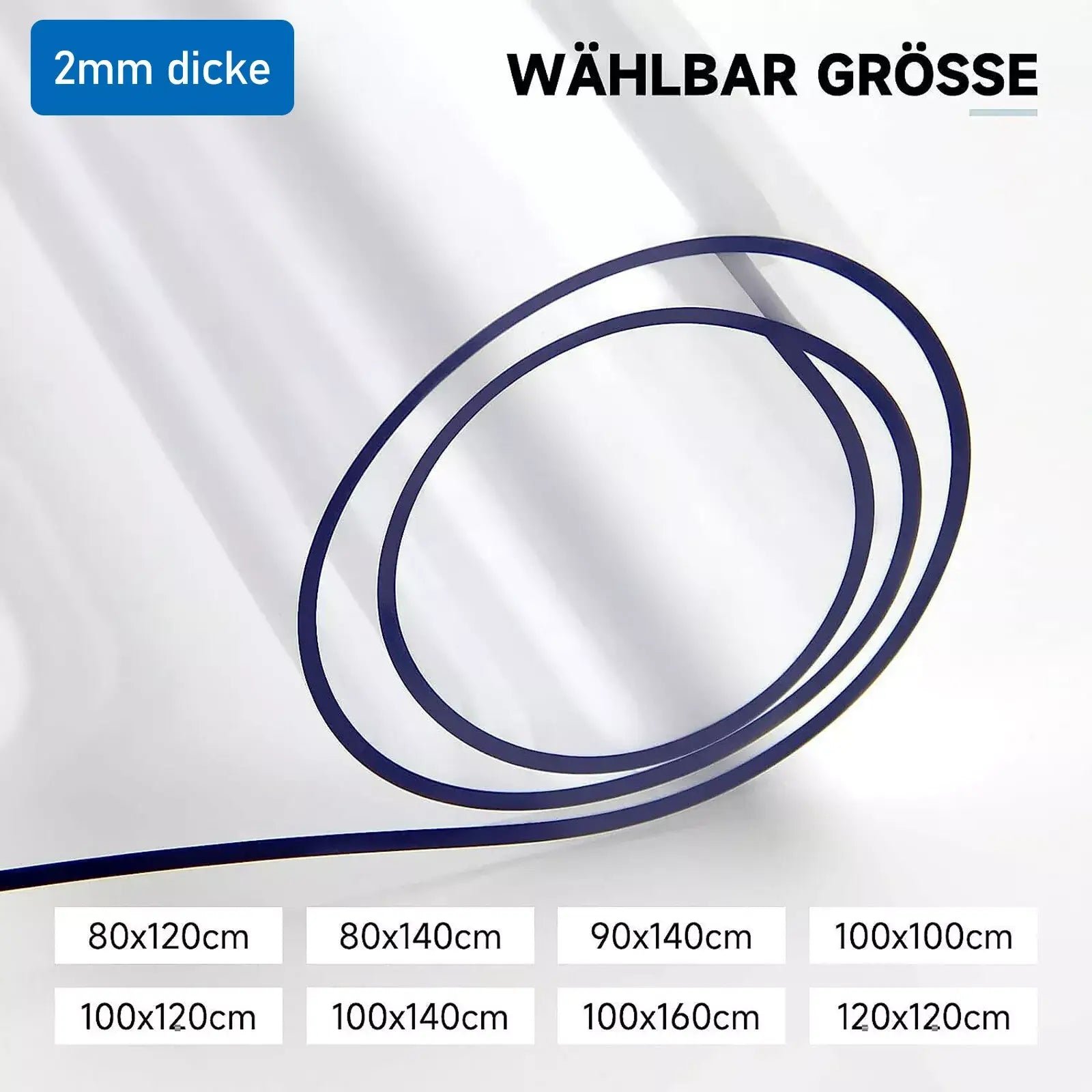 2mm durchsichtige Tischschutzfolie aus PVC - Schutzdecke für Tisch