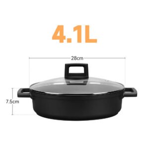 Homelux Aluminium-Guss Topf Flach / Ø28 cm  – Induktionsgeeignet