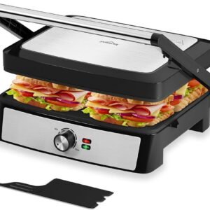 Kontaktgrill Sandwichmaker Panini Grill 2200W Toaster HOMELUX 34x23CM 3-in-1 Multifunktionsgrill für Paninis, Steaks, Sandwiches